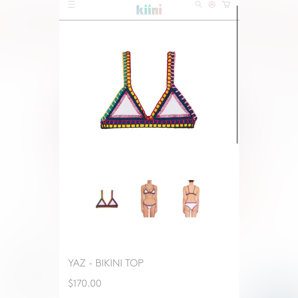 White kiini size small bikini top